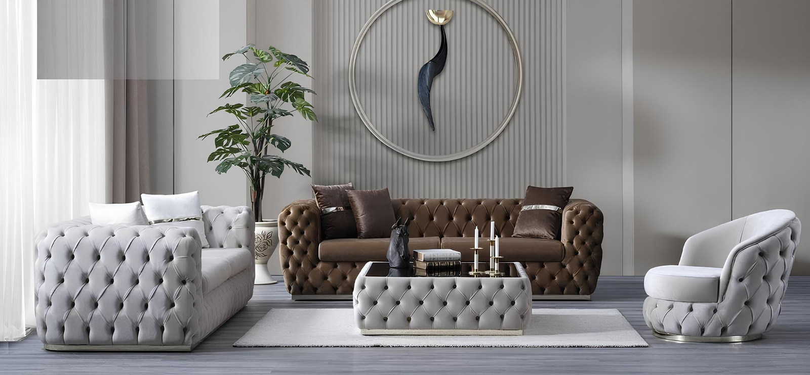 Moderne Luxus Design Sofagarnituur Set met 3+3+1 Zitplaatsen