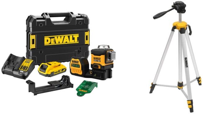 Set DEWALT Multilinienlaser Grün 18V + Alu-Stativ ¼