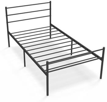 Costway Twin Size Metal Bed Frame Platform with Headboard-Black