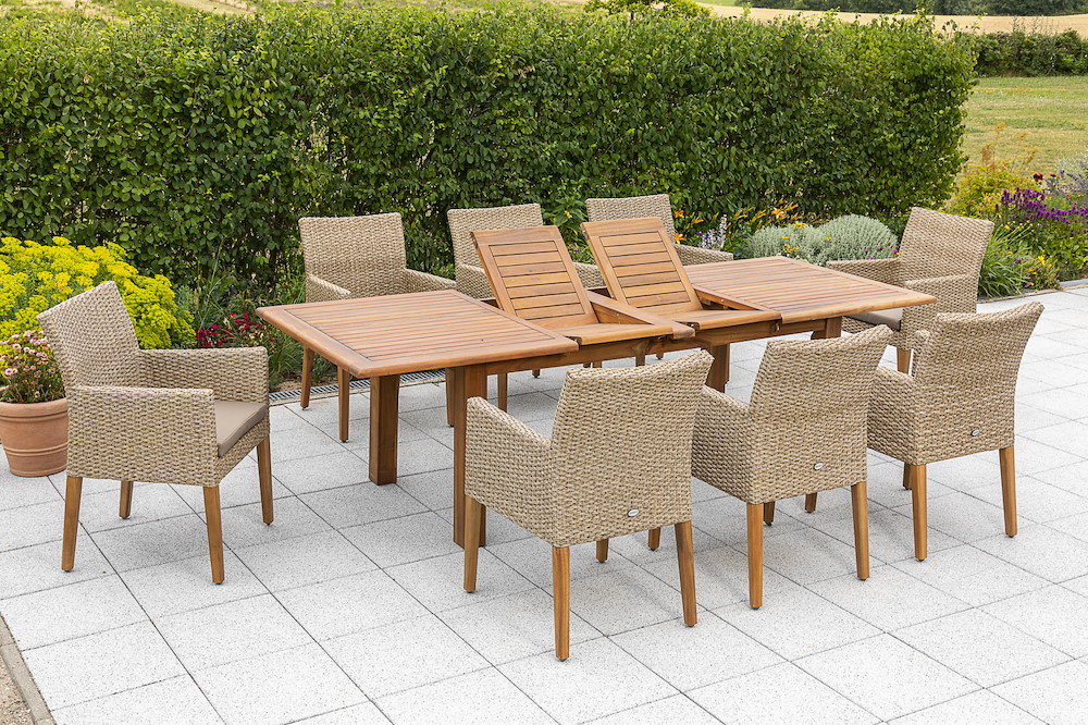 MERXXHANDELS Ranzano Set 9tlg 8 Sessel Kiss Tisch 180(220/260)x100cm 16909577