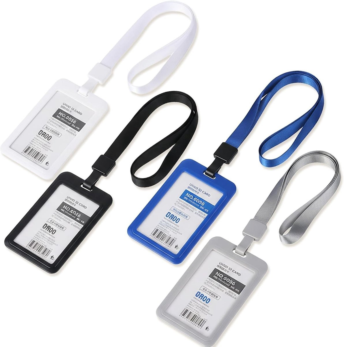 Set van 4 ID Kaart Houder met Lanyard en Sliding Cover voor twee kaarten