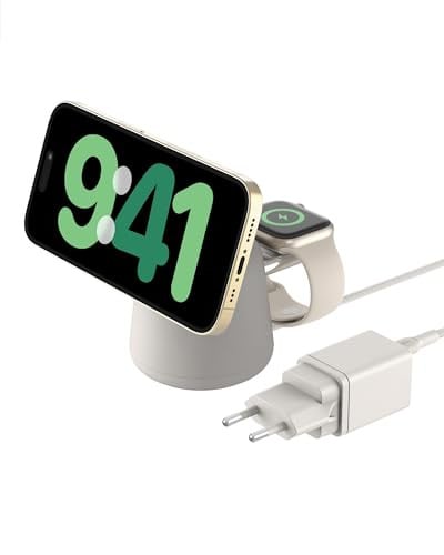 Belkin BoostCharge Pro 2-in-1 draadloze Qi2 oplader 15W - Zandkleur