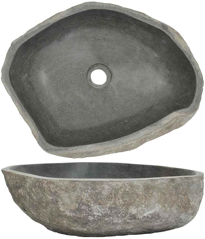 vidaXL Lavabo en pierre de rivière Ovale (45-53)x(34-41) cm