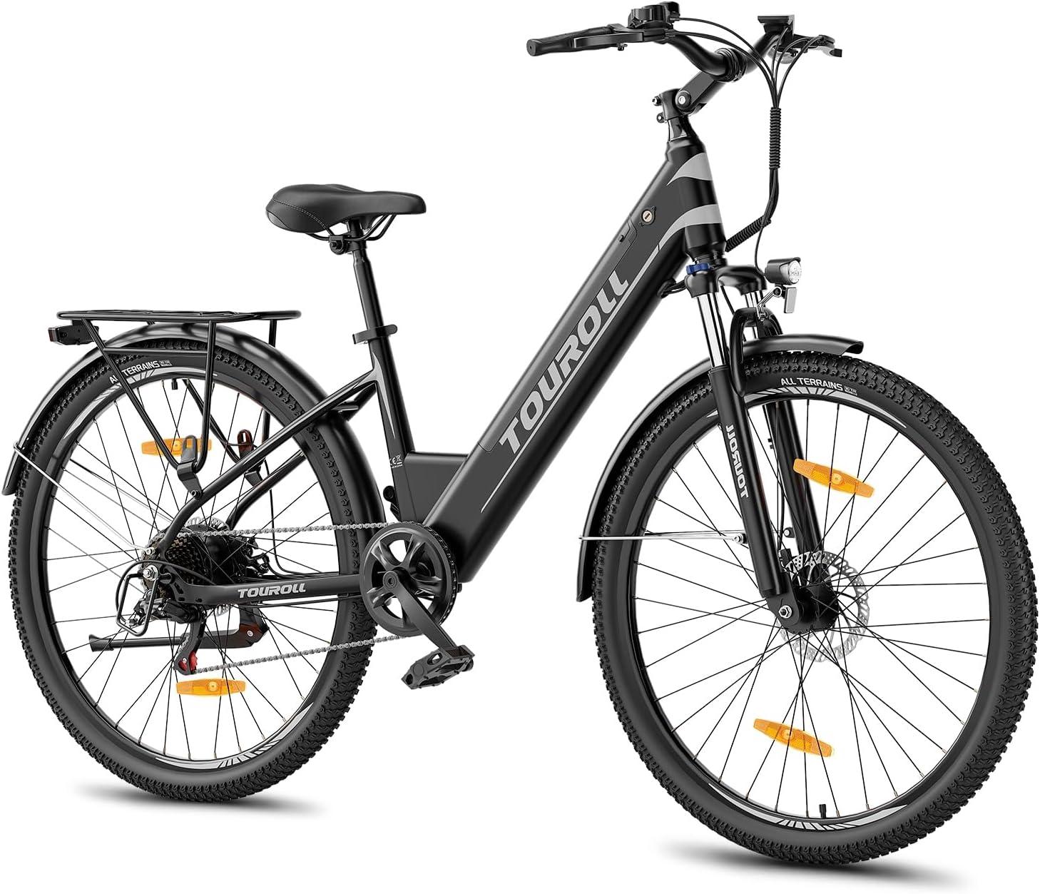 Touroll J1 ST E-Bike - 45 Nm Drehmoment, bis zu 100 km, 27,5", Shimano 7-Gang, Lockout-Federung, Gepäckträger