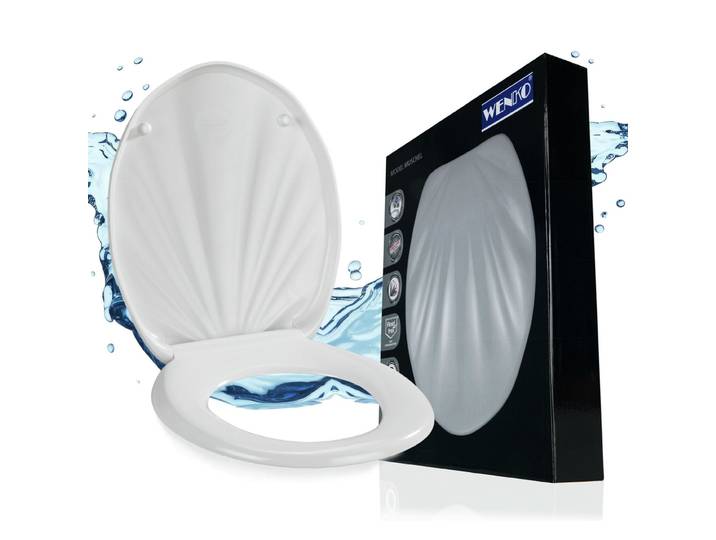 WC-Sitz WENKO Muschel , weiß, Duroplast, WC-Sitze, WC-Sitz, Mit Absenkautomatik