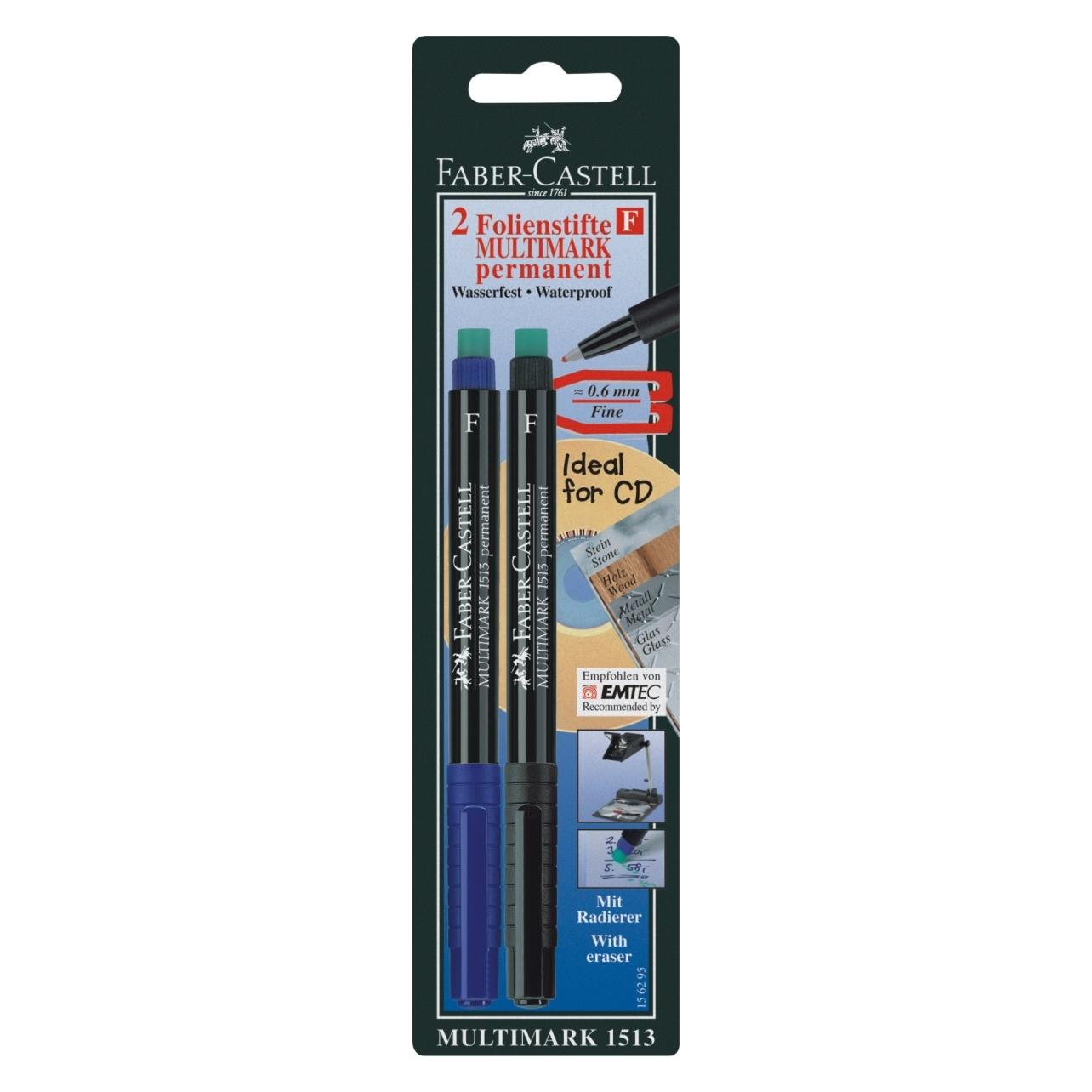 Faber-Castell Marker Multimark permanent F bl/sw 2x BK (2x) (156295)