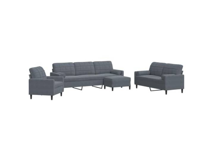 KUTYWEXFM 4-tlg Sofagarnitur mit Samtbezug & Hocker Dunkelgrau Moderne Couch-Garnitur im samtigen Design mit Nackenkissen für entspannte Stunden im Wohnzimmer oder Gästezimmer.