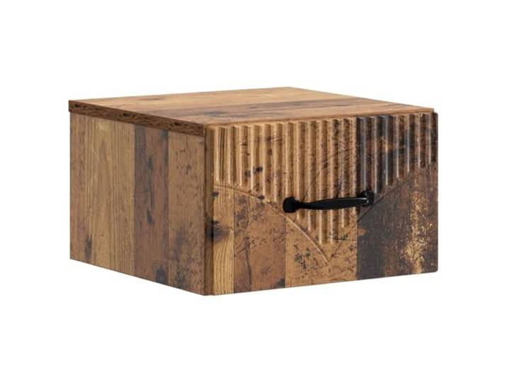 KUPTYERFG Wand-Nachttisch mit Schublade Altholz-Optik 34,5x33x20cm Platzsparender Hängeschrank für Schlafzimmer und Gästezimmer mit praktischer Schublade und offenem Regalfach.
