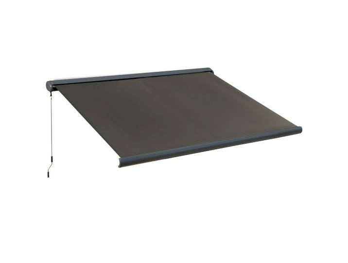 ComfortXL Elektromarkise De-07415 mit Fernsteuerung und Kassettenbox Dunkelgrau, Metall, 250x100x300 cm, Sonnenschutz