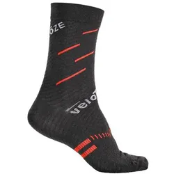 VELOTOZE Socken Merinowolle | schwarz / rot S / M | 37 - 42,5