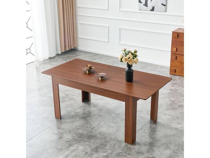 SENVIRO Table a manger extensible finition noyer lignes contemporaines noyer