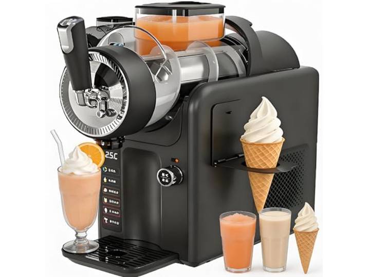 smafoseedding Gewerbliche Slush-Maschine,185 W Slush-Maschine Für Slush-EIS Und Kaltgetränke,2000 Ml 5-In-1 Softeismaschine Mit Automatischer Reinigung,12 Stunden Dauerbetrieb Für Imbisswagen Black