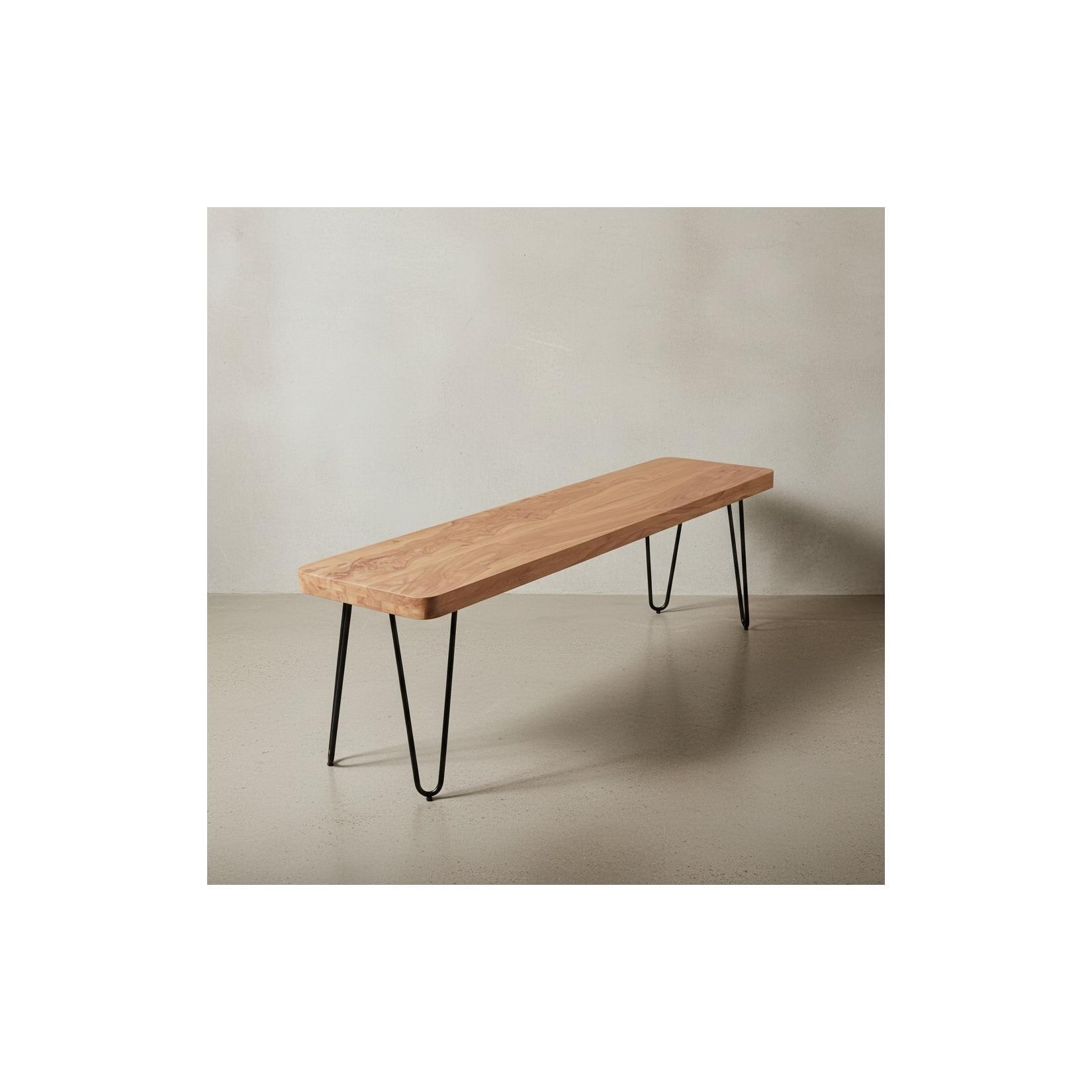 KADIMA DESIGN Sitzbank BALU Massivholz: Landhausstil, verschiedene Größen, Metallbeine, einfache Pflege