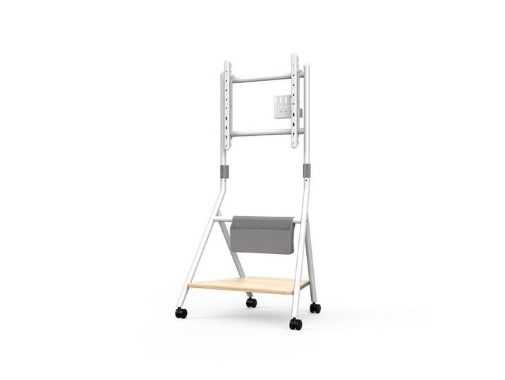 FITUEYES TV-Ständer TV-Rollwagen mit Ablagefläche, Auhbewahrungstasche, 46-65 Zoll, (bis 65,00 Zoll, höhenverstellbar, mit Kabelmanagement)