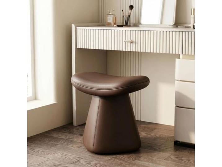 Schminktisch Stuhl, Make Up Hocker für Schlafzimmer, Sitz Drehbar oder Fest Kunstleder Polsterhocker, Schminkhocker Kompakt ohne Lehnen, Modern Kosmetikhocker