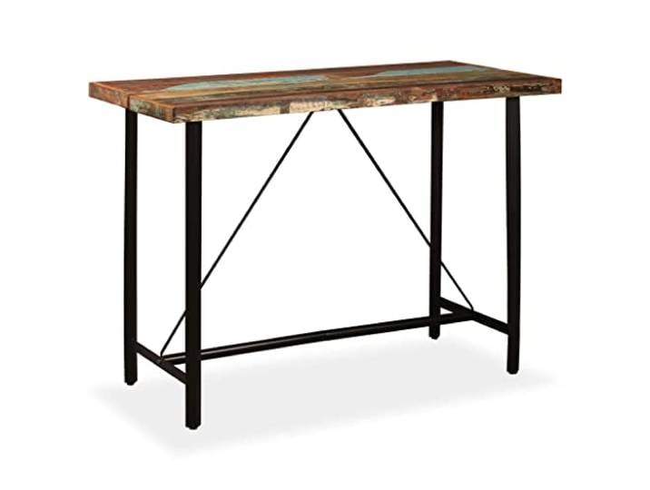 Fisinber Bartisch Altholz Massivholz Stehtisch Esstisch 150x70x107 cm Rustikaler Hochtisch im Industrie-Design mit robustem Stahlgestell für Küche, Esszimmer oder Wohnbereich.