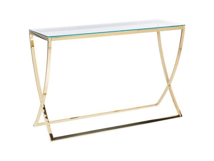 KONSOLENTISCH Glas/Edelstahl gold 120/40 cm Ringgold