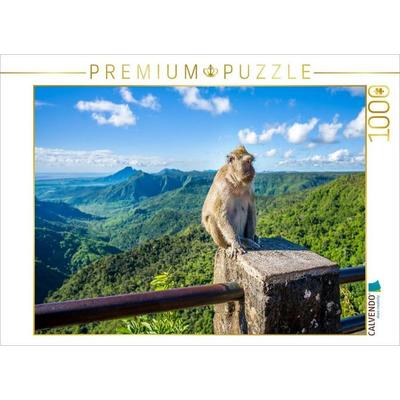 CALVENDO Puzzle Mauritius - Javaner-Affe am Gorges Viewpoint | 1000 Teile Lege-Größe 64x48cm Foto-Puzzle für glückliche Stunden