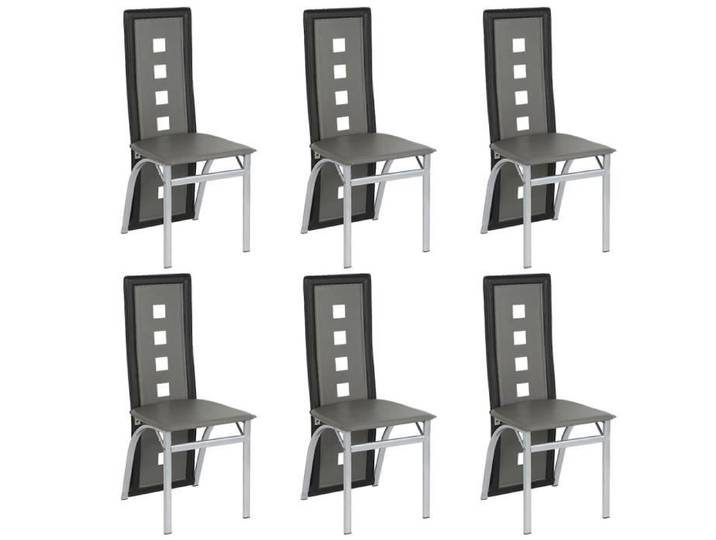 HSTURYZ Lot de 6 Chaises de Salle à Manger Cuir Artificiel - Gris Noir