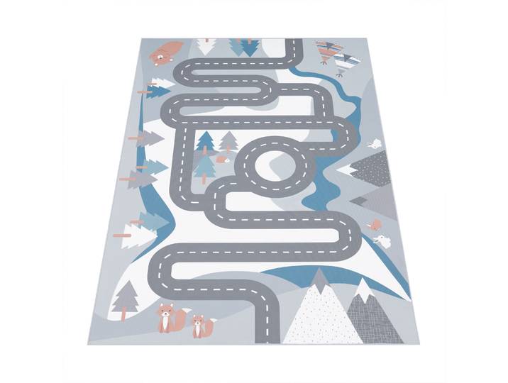 Kinderteppich PACO HOME Bino 574 , beige (creme), B:80cm H:4mm L:150cm, Polyester, Teppiche, Kinderteppich, Kurzflor, Strassen-Spiel-Teppich, Tippis & Wald, Kinderzimmer