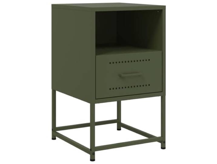 GHVBNMF Nachttisch Olivgrün 36x39x60,5 cm Stahl Beistelltisch Industrie-Design Schubladenschrank aus robustem Stahl. Ideal als kleine Kommode im Schlafzimmer oder Wohnzimmer.