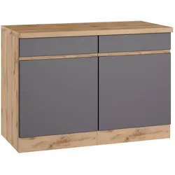 Küchenunterschrank Turin ca. 120x86 cm Grau/Wotaneiche
