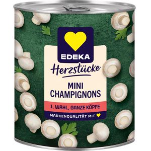 Edeka Gemüsekonserve Herzstücke Champignons Minis, ohne Zuckerzusatz, 1. Wahl, ganze Köpfe in der Dose, 800 g