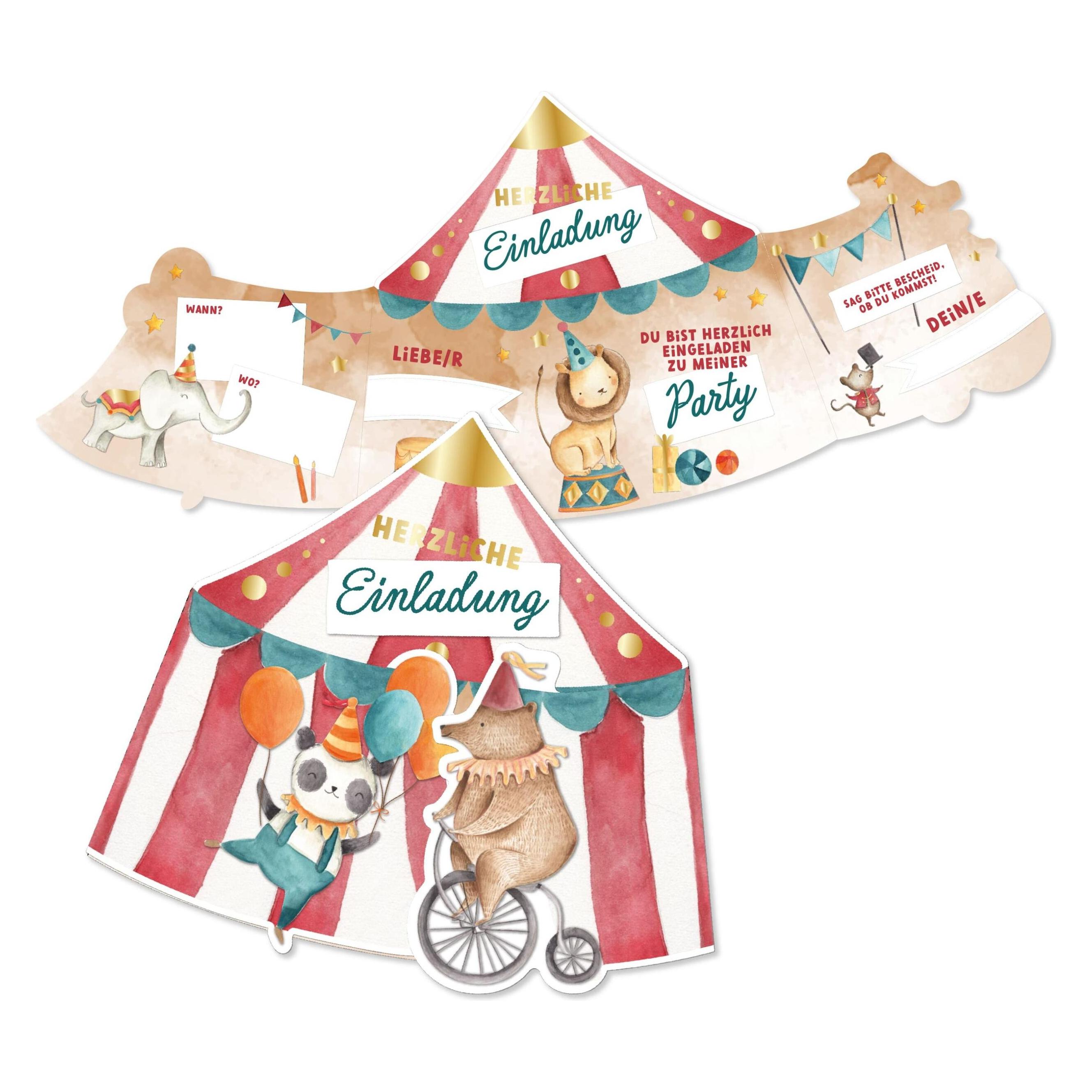 Papierdrachen 12 Einladungskarten Zirkus (12 Stk.) (71720155)