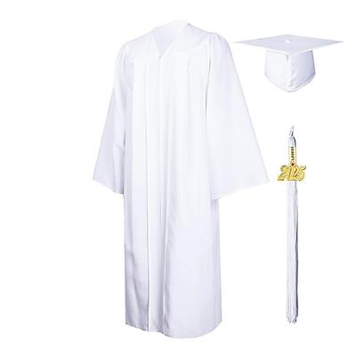 mattes Abschlusskleid, Kappe, Quaste, Set 2025 für High School und Bachelor