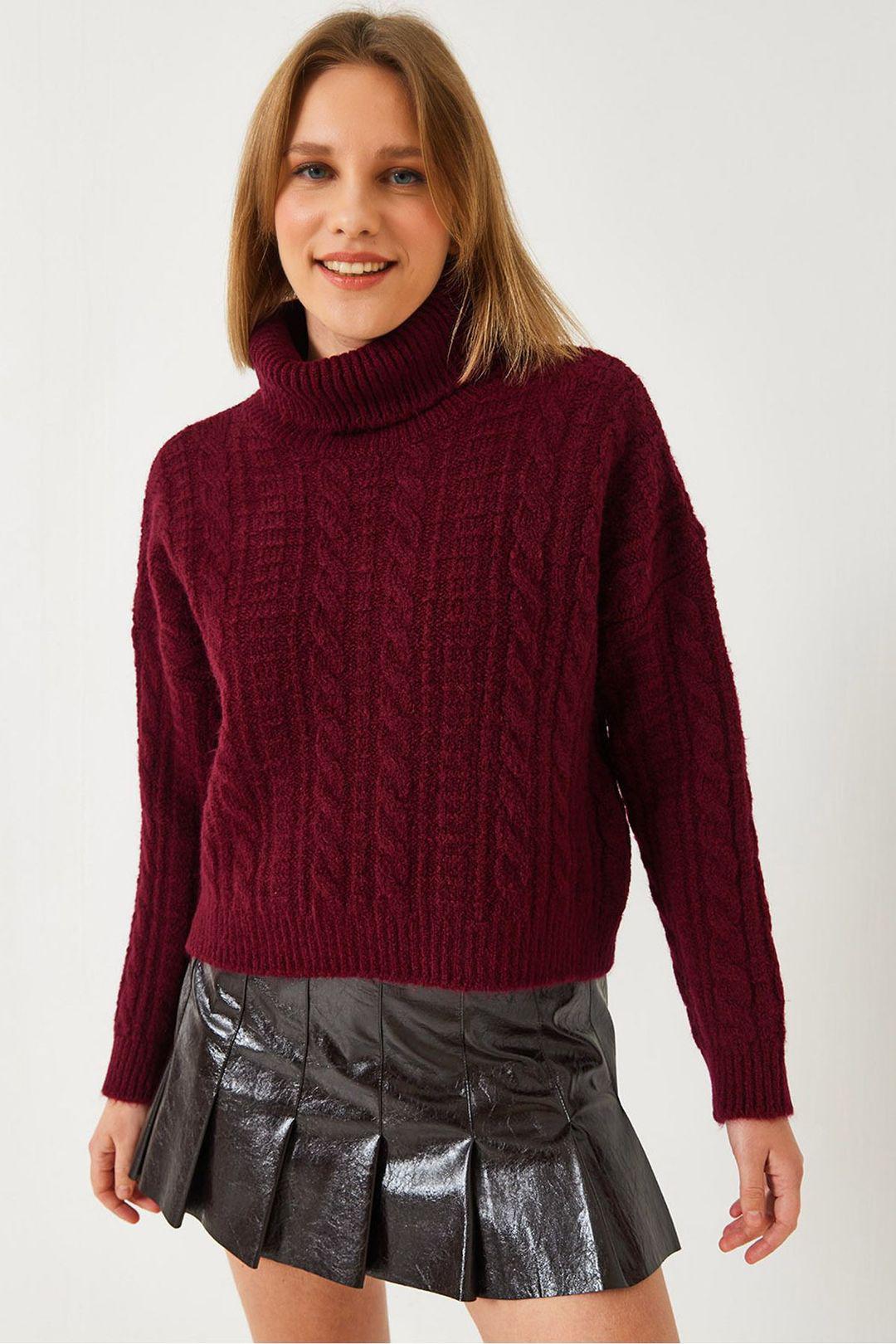 Textuur Turtleneck Cropped Trui