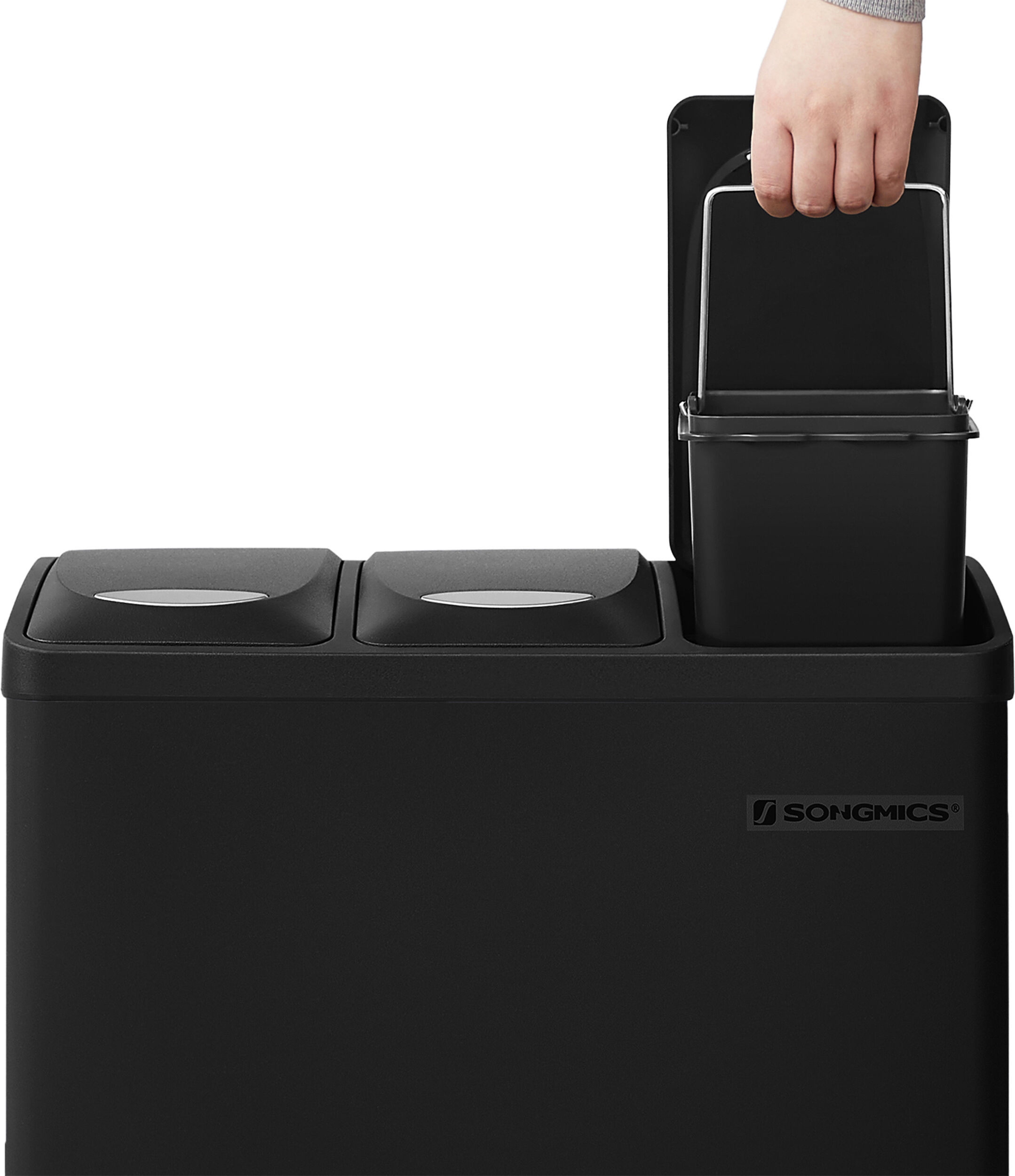 SPRINTIS Poubelle à pédale 3 x 8 litres noir, acier, PP, PE