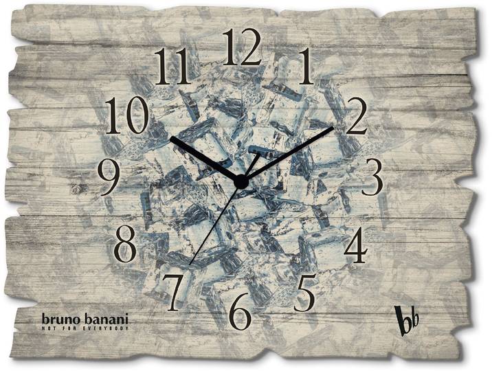 Wanduhr BRUNO BANANI Ice cubes , braun, B:40cm H:30cm T:0,6cm, Wanduhren, Wanduhr, wahlweise mit Quarz- oder Funkuhrwerk, lautlos ohne Tickgeräusche