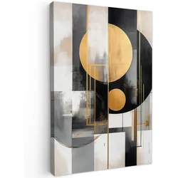 LEINWANDBILD Abstrakt - Gold - Silber - Formen - Ästhetisch - Modern Deko XXL 80x120 cm