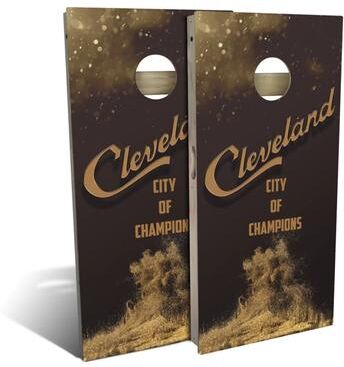 Skip's Garage Cleveland Champs Basketball Outdoor Cornhole Board Set