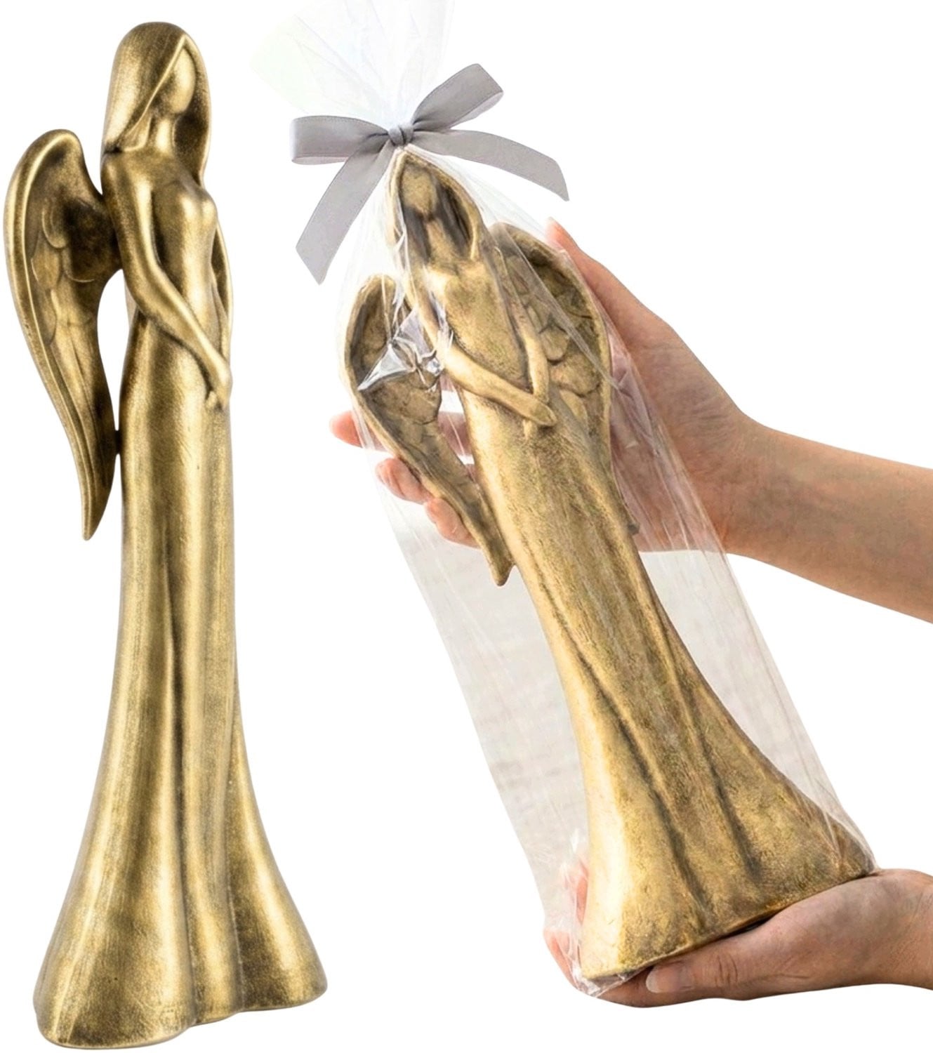 Gouden Keramieken Engel Decoratie voor op tafel, Hoogte: 43 cm