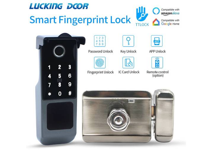 Serrure électronique intelligente étanche TTLOCK App, Bluetooth, empreinte digitale, carte RFID, porte extérieure, serrure intelligente, moteur sans clé, serrure de jante
