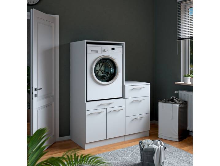 Set de buanderie J 118 x 162cm Blanc/Blanc