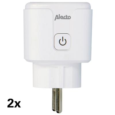 Alecto SMART-PLUG20 - Smarter WLAN-Zwischenstecker mit Stromzähler, 16 A, 3680 W, 2er-Pack, Weiß