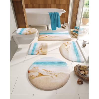 Badematte OTTO HOME "Strand" Gr. 4, beige (sand), H:14mm, Kunstfaser, Badematten, Badematte, mit Strand-Motiv, Badematten auch als 2 teiliges Set erhältlich