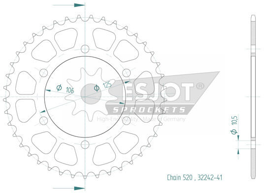 Couronne SuperProx Cour RFE - 2013 41 - BLK 50 - 32242 41 - Noir 41 dents