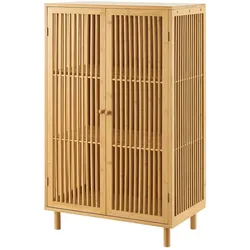 Helloshop26 - Niedriges Schrank-/Regal-/Aufbewahrungseinheit 110 x 66 x 40 cm Aufbewahrungseinheit aus natürlichem Bambus