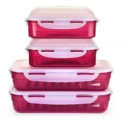 LocknLock 4 Frischhaltedosen mit Pyramidenboden & 2x hohen Deckeln 2x1,7L und 2x2,4L