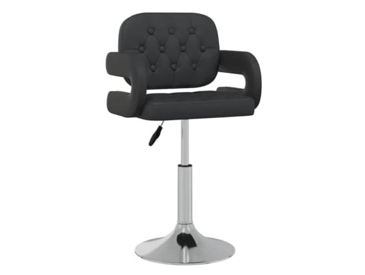 HKLGBVCR Esszimmerstuhl, drehbar, Kunstleder, Schwarz, 4 Stück Höhenverstellbar durch Gas, 360 Grad drehbar, stabiler Stahlrahmen, leicht zu reinigendes Kunstleder, max. 110 kg