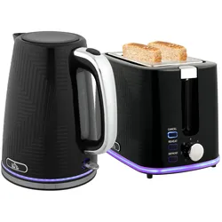 HOMCOM Wasserkocher Toaster Set Edelstahl 1,7L Wasserkocher 2 Scheiben Toaster Schwarz