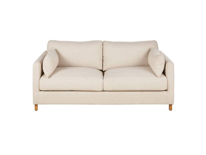 3/4-Sitzer-Schlafsofa aus beigefarbenem Polyestergewebe, 14 cm dicke Matratze