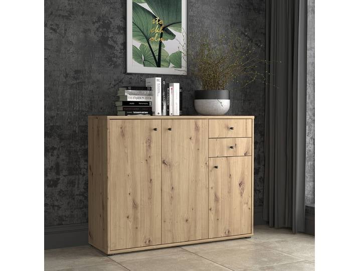 Commode A 109 x 86cm Marron/Imitation chêne Artisan