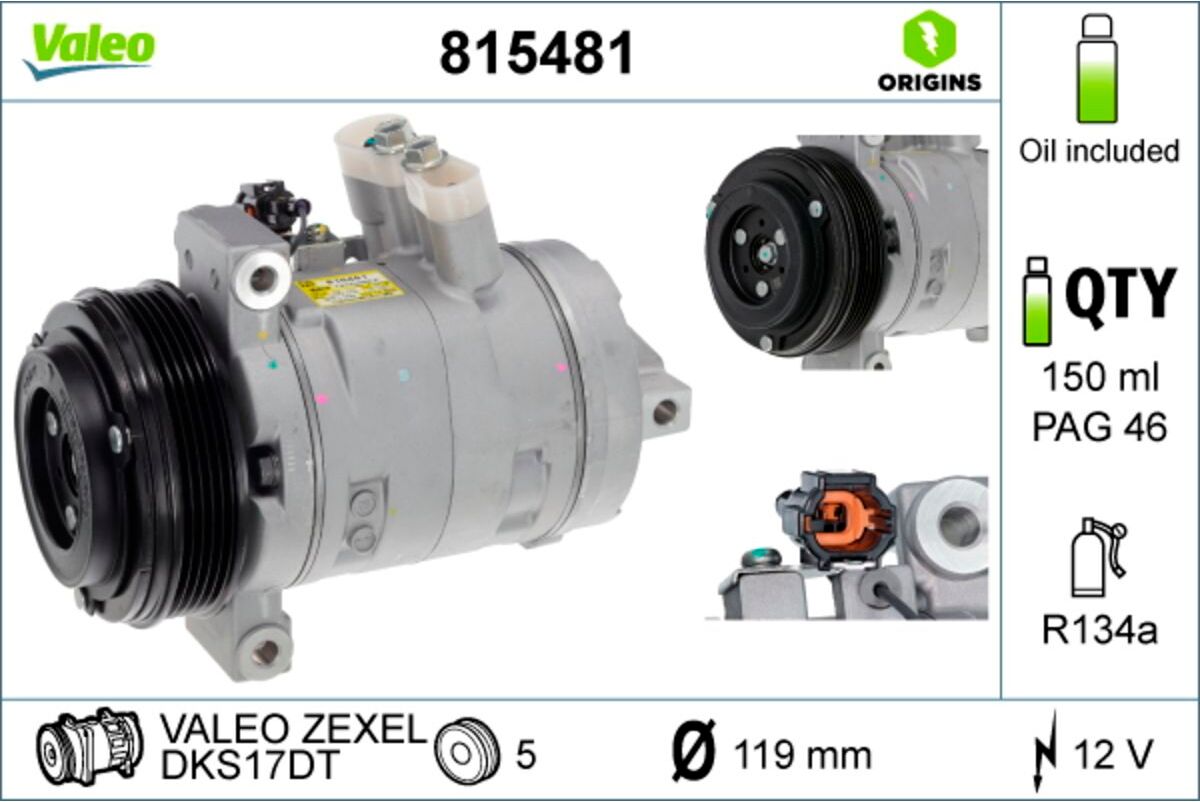 Klimakompressor VALEO ORIGINS NEW O.E. TECHNOLOGIE VALEO 815481