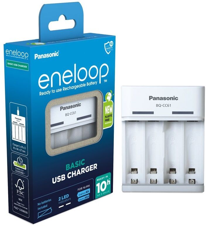 Carregador USB de Pilhas NI-MH Eneloop BQ-CC61 (AA/AAA) - PANASONIC