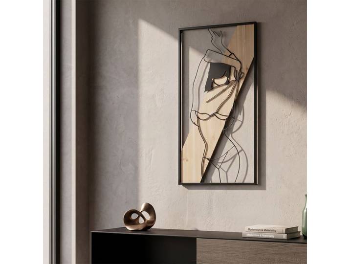 Décoration murale silhouette femme 50x90 cm Horia Noir et Bois