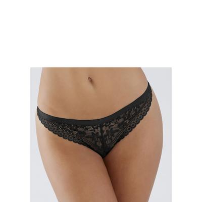 String VIVANCE BY LASCANA "Viola", Damen, Gr. 36/38, schwarz, Microtouch, Obermaterial: 86% Polyamid, 14% Elasthan, figurbetont, Unterhosen String, aus Spitze, mit anteilig recyceltem Polyamid